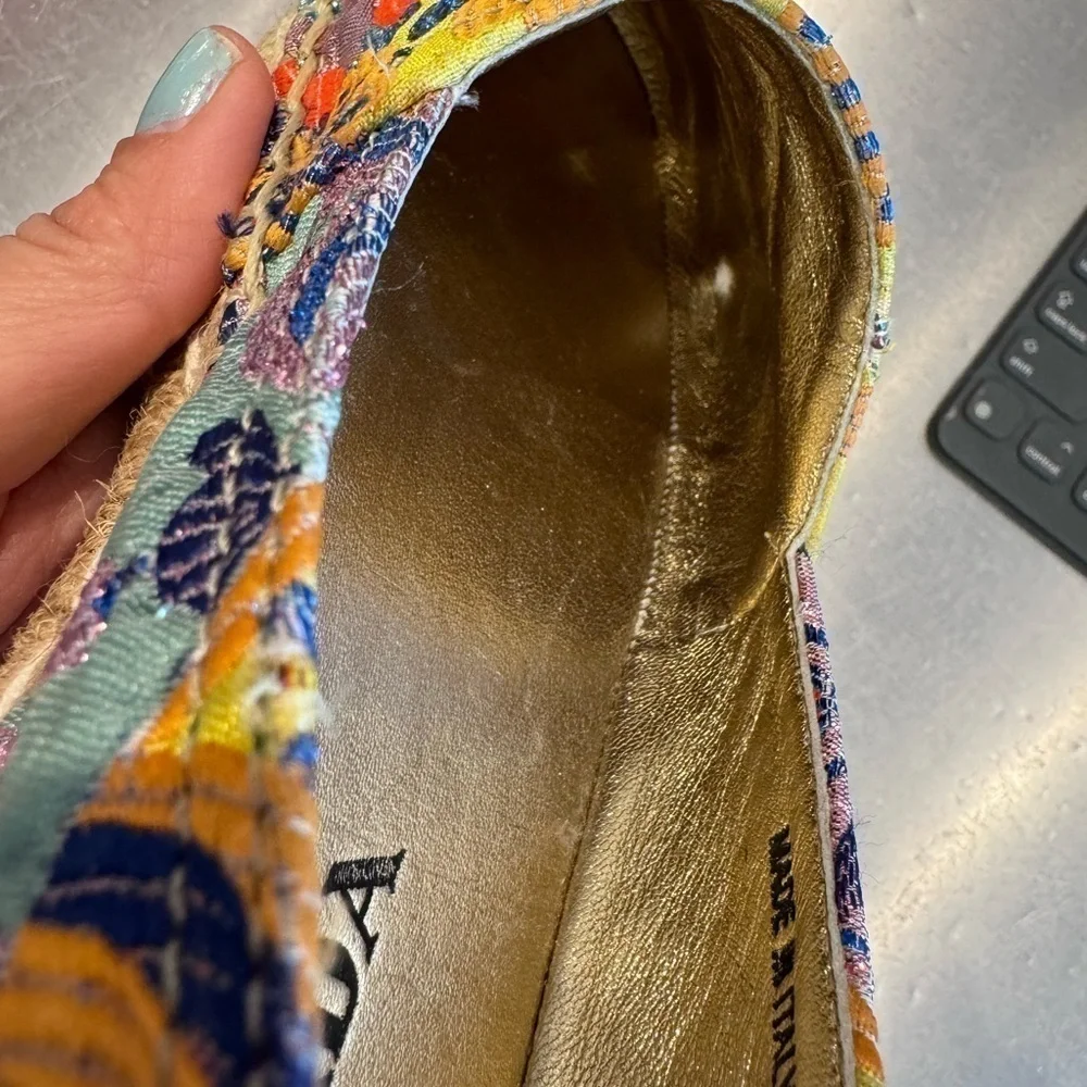 Prada Multicolor metallic Jacquard 20mm jute Espadrille size EU 35